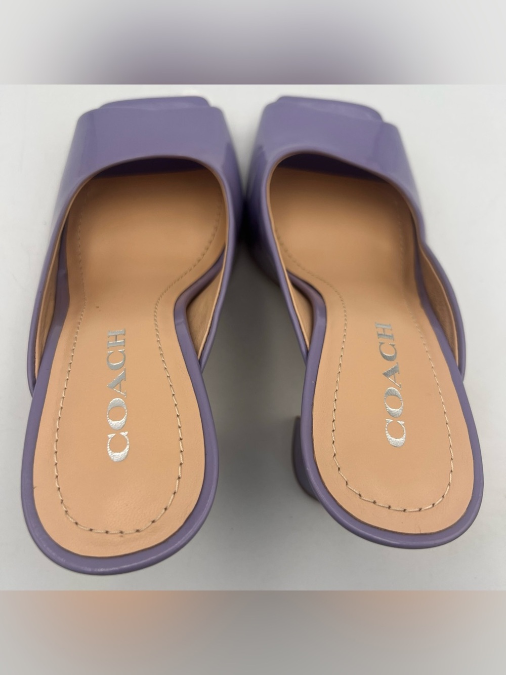 COACH Laurence Patent All Leather Sandal Heel Violet Purple Women’s Size 8 NEW - Picture 9 of 13